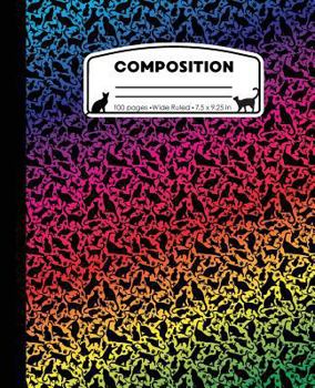 Paperback Composition: Cat Rainbow Marble Composition Notebook Wide Ruled 7.5 x 9.25 in, 100 pages (50 sheets) book for kids, school, student Book