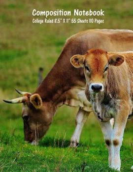 Composition Notebook: College Ruled Cow Farm Bull Bovine Cattle Cute Composition Notebook, Girl Boy School Notebook, College Notebooks, Comp