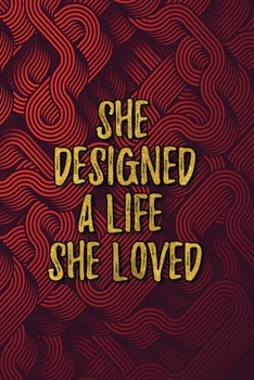 She Designed A Life She Loved: Lined Notebook Journal - Retro Abstract Wavy - 100 Pages 6x9 College Ruled Lined Notebook Writing Diary For Girls Women