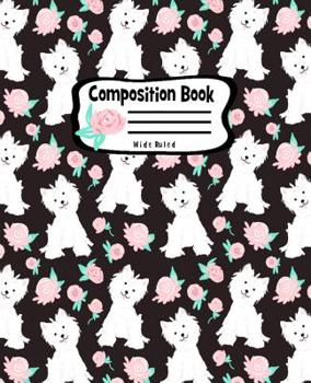 Paperback Composition Book Wide Ruled: Puppy Love Black Fashion Line Paper Legal Ruled Notebook Writing Book For Elementary Grammar Home School Kids Book