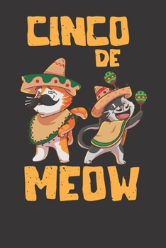 Paperback Notebook: Cinco De Mayo Mexican Cat Sombrero Funny Musicians Dot Grid 6x9 120 Pages Book