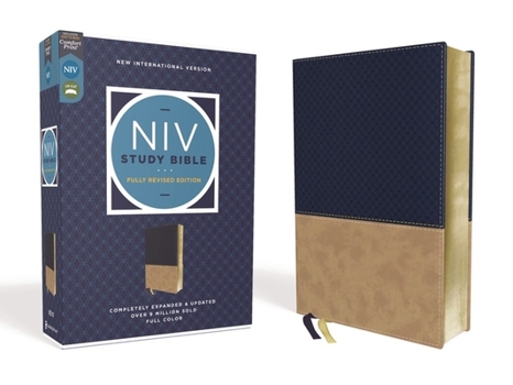 Imitation Leather NIV Study Bible, Fully Revised Edition, Leathersoft, Navy/Tan, Red Letter, Comfort Print Book