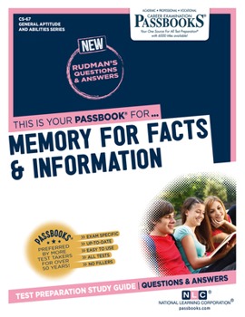 Paperback Memory for Facts & Information (Cs-67): Passbooks Study Guide Volume 67 Book