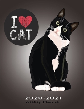 Paperback 2020-2021 Weekly Planner: Two Years Diary Notebook with To-Do List & Priorities - US Edition - I Love Cats Black Book