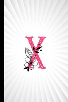 X: Monogram Initial Composition Notebook Watercolor & Floral Botanical Drawings Personalized Notebook for Girls & Women