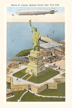 Paperback Vintage Journal Blimp over Statue of Liberty, New York City Book