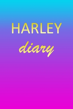 Paperback Harley: Journal Diary - Personalized First Name Personal Writing - Letter H Blue Purple Pink Gold Effect Cover - Daily Diaries Book