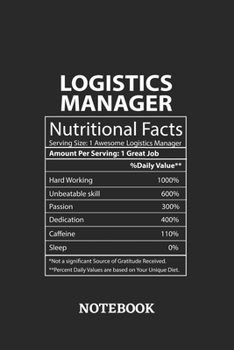 Nutritional Facts Logistics Manager Awesome Notebook: 6x9 inches - 110 blank numbered pages • Greatest Passionate working Job Journal • Gift, Present Idea