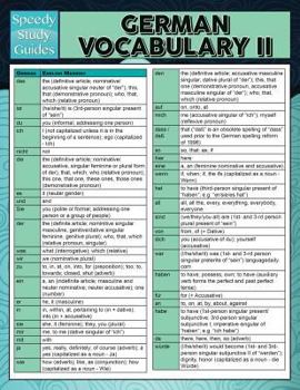 Paperback German Vocabulary II (Speedy Language Study Guides) Book