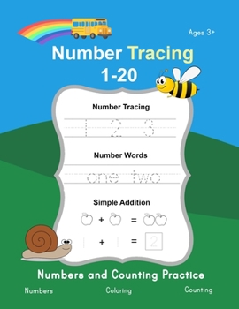 Paperback Number Tracing 1-20: Numbers and Counting Practice: Preschool Number Writing Practice Activity Workbook for Pre K, Kindergarten and Kids Ages 3-5 Book