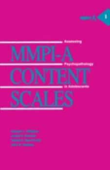 Hardcover Mmpi-A Content Scales: Assessing Psychopathology in Adolescents Volume 1 Book