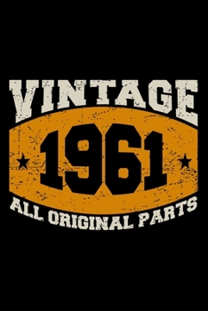 VINTAGE 1961 ALL ORIGINAL PARTS: Dot Grid Journal, Diary, Notebook, 6x9 inches with 120 Pages.