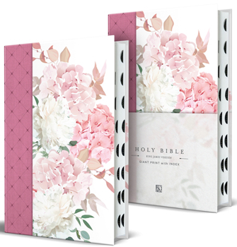 Hardcover KJV Holy Bible, Giant Print Large Format, Hardcover Pink with Flowers with Ribbon Marker, Red Letter, and Thumb Index Book