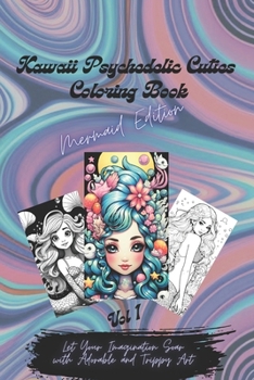 Paperback Kawaii Psychedelic Cuties Coloring Book - Mermaid Edition - Vol 1: Let Your Imagination Soar with Adorable and Trippy Art Book