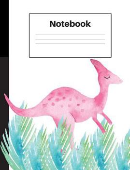 Paperback Notebook: Dinosaur Velociraptor, Blue Ferns, Graph Paper 5x5, Notebook Home Office School Student Teacher Homeschool, 7.4 x 9.7 Book
