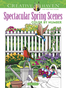 Paperback Creative Haven Spectacular Spring Scenes Color by Number Book