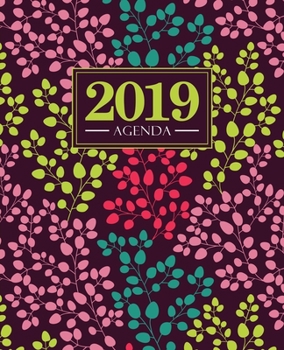 Paperback Agenda 2019: 19x23cm: Agenda 2019 semainier: Motif floral tendance, jaune, rose, bleu canard et corail 5678 [French] Book