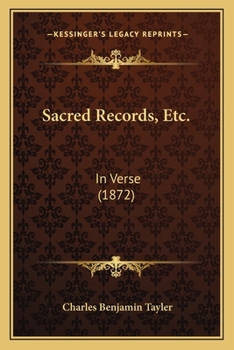 Paperback Sacred Records, Etc.: In Verse (1872) Book