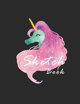 Sketch Book: Cute Unicorn Sketchbook, Black Cover for Girls with 100 Pages of 8.5"x11" Blank Paper for Sketching,Drawing,Writing,Doodling or Learning to Draw (Sketch Books For Kids)