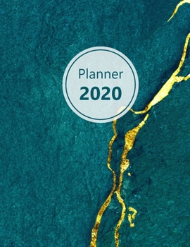 Planner 2020: Monthly and Weekly Planner. Week on 1 page. Start your week with weekly Focus, Tasks, To-Dos. Monday start week. 11.0 x 8.5 (Letter size) (Marble look, green, gold design. Soft matte cov