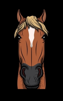 Notebook: Brown Horse Head Illustration - 100 Dot Grid Pages - Soft Cover - Small Size - 5 x 8 inch