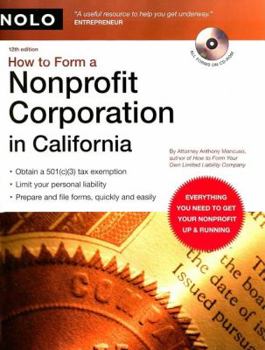 Paperback How to Form a Nonprofit Corporation in California [With CDROM] Book