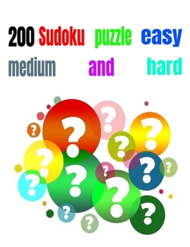 Paperback 200 Sudoku puzzle easy medium and hard Book