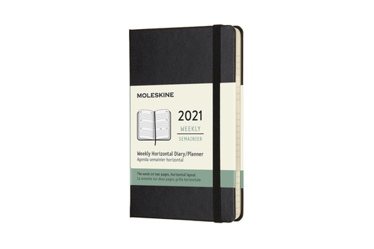 Calendar Moleskine 2021 Weekly Horizontal Planner, 12m, Pocket, Black, Hard Cover (3.5 X 5.5) Book