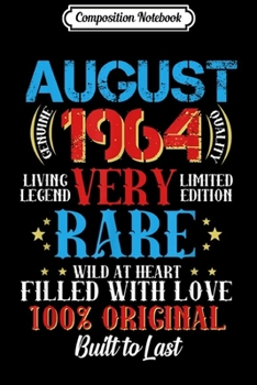 Composition Notebook: August 1964 55 Year Old 1964 birthday gift Journal/Notebook Blank Lined Ruled 6x9 100 Pages