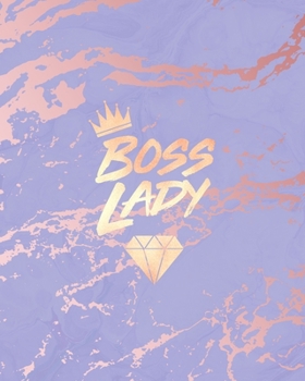 Boss Lady: Inspirational Quote Notebook, Trendy Purple Marble and Rose Gold | 8 x 10, 120 College Ruled Pages