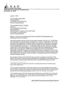 Paperback Counter-improvised explosive devices: multiple DOD organizations are developing numerous initiatives Book