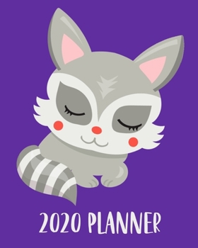 2020 Planner: Cute Raccoon Weekly And Monthly Jan 1 to Dec 31 Diary Includes Daily Routine Plans, Vision Boards, Reading Logs & Savings Tracker. Large Size Journal Purple .