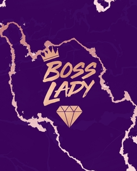 Boss Lady: Inspirational Quote Notebook, Lovely Purple Marble and Rose Gold | 8 x 10, 120 Wide Ruled Pages