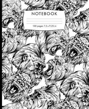 Paperback Notebook: Angry Gorilla Ape Design Composition Notebook with Cursive Paper. 100 pages Cursive Paper Book 7.5 x 9.25 inches for p Book