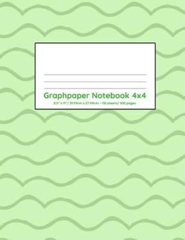 Paperback Graphpaper Notebook 4x4: Green wavy lines design 100 pages of graph paper with bigger squares for younger students Book