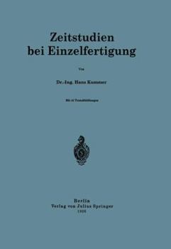 Paperback Zeitstudien Bei Einzelfertigung [German] Book