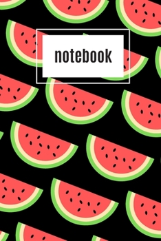 Watermelon print black notebook: novelty watermelon notebook 6x9