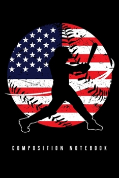 Composition Notebook: Love Baseball Love American Flag Lined Notebook Journal Diary 6x9