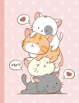 Cute Kawaii Cat Draw & Write Notebook: Top Half Blank Wide Rule Lined Composition Book Grades K-2 Primary Story Journal