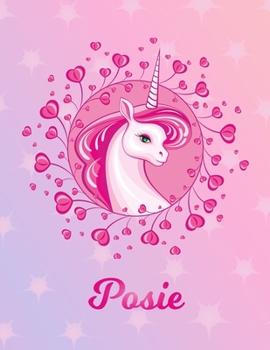 Posie: Unicorn Sheet Music Note Manuscript Notebook Paper Magical Horse Personalized Letter P Initial Custom First Name Cover Musician Composer Instrument Composition Book 12 Staves a Page Staff Line 
