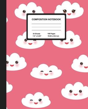 Composition Notebook: Kawaii Clouds | Wide Ruled Paper Journal | Blank Lined Workbook for Teens Kids Students Girls, for Home School & Writing Notes