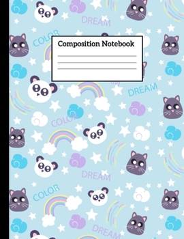 Paperback Composition Notebook: Cute Panda Wide Blank Lined Composition Notebook Workbook for Writing Notes - Large 8.5x11 Inch 110 Pages Composition Book