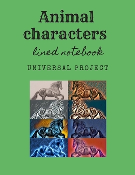Paperback Animal characters lined notebook: Notebook for school, diary in lines 8.5" x 11" 110 pages Book