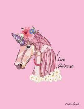 Paperback I love unicorns notebook: Unicorn on pink cover and Dot Graph Line Sketch pages, Extra large (8.5 x 11) inches, 110 pages, White paper, Sketch, Book