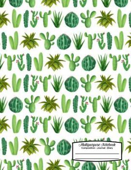 Multipurpose Notebook Composition Journal Diary: Cacti and Succulents on White Background - 8.5in x 11in Softcover Book for School or Activities, College Ruled, 150 pages