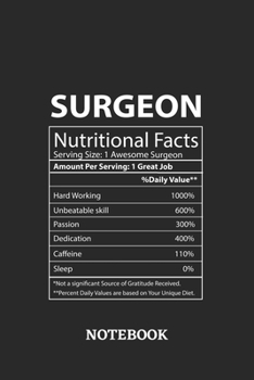 Nutritional Facts Surgeon Awesome Notebook: 6x9 inches - 110 ruled, lined pages • Greatest Passionate working Job Journal • Gift, Present Idea
