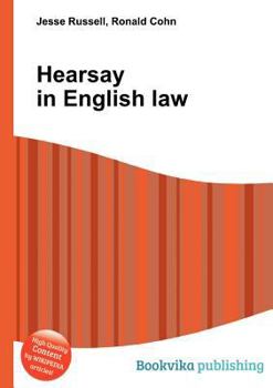 Paperback Hearsay in English Law Book