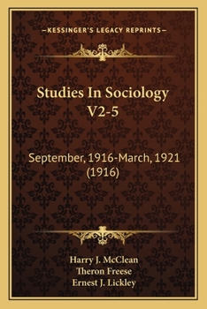 Paperback Studies In Sociology V2-5: September, 1916-March, 1921 (1916) Book