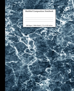 Marbled Composition Notebook: Blue Marble Paper | Wide Ruled Notebook/Journal Paper (School Subject Notebook)