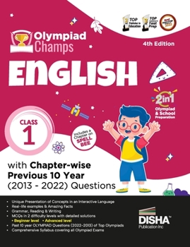 Paperback Olympiad Champs English Class 1 with Chapter-wise Previous 10 Year (2013 - 2022) Questions 4th Edition Complete Prep Guide with Theory, PYQs, Past & P Book
